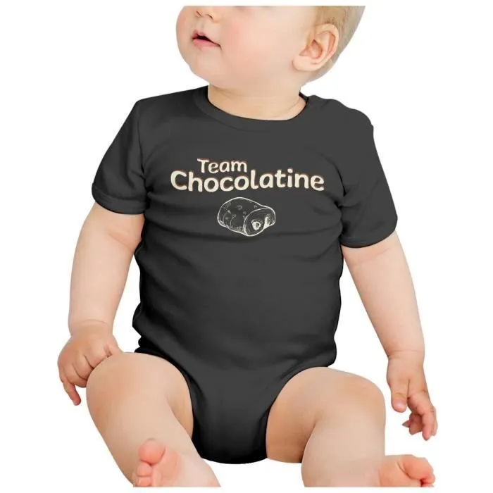Body Bébé Manche Courte Noir Team Chocolatine Humour Blague Toulouse Sud-1