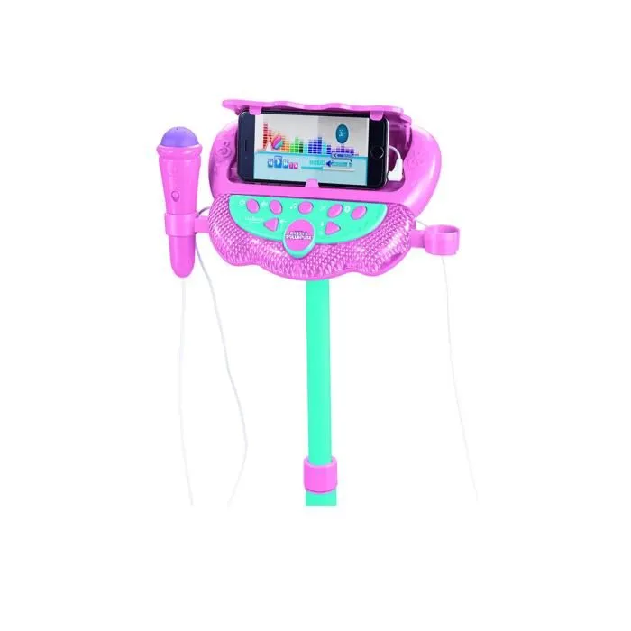 Microphone Gabby et la maison magique sur pied ajustable lumineux avec enceinte, 2 Micros et Effets vocaux, Enceinte Bluetooth-2