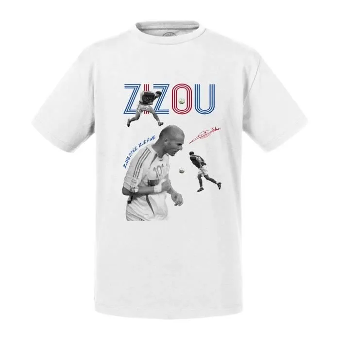 T-shirt Enfant - FABULOUS - Zidane Zizou - Blanc - Manches courtes - 50% coton 50% polyester-0