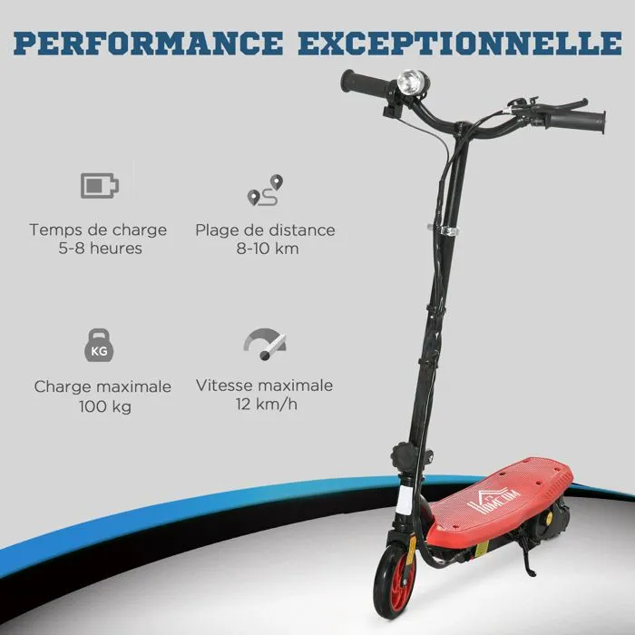 Trottinette électrique - HOMCOM - métal - 75 x 48 x 105 cm - rouge-4