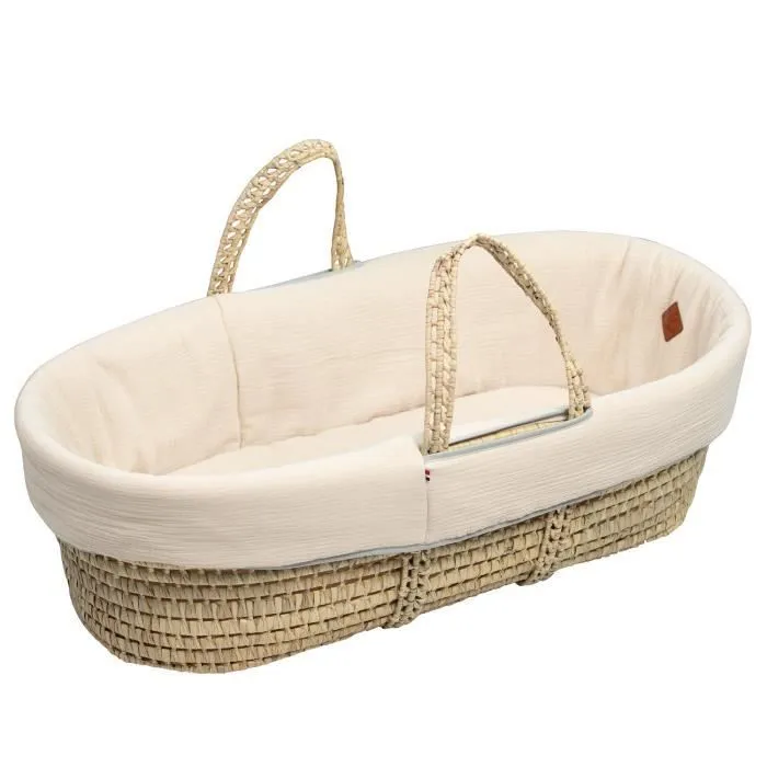 Couffin bébé avec Matelas Habillage et Drap Housse Beige Taille Unique-0