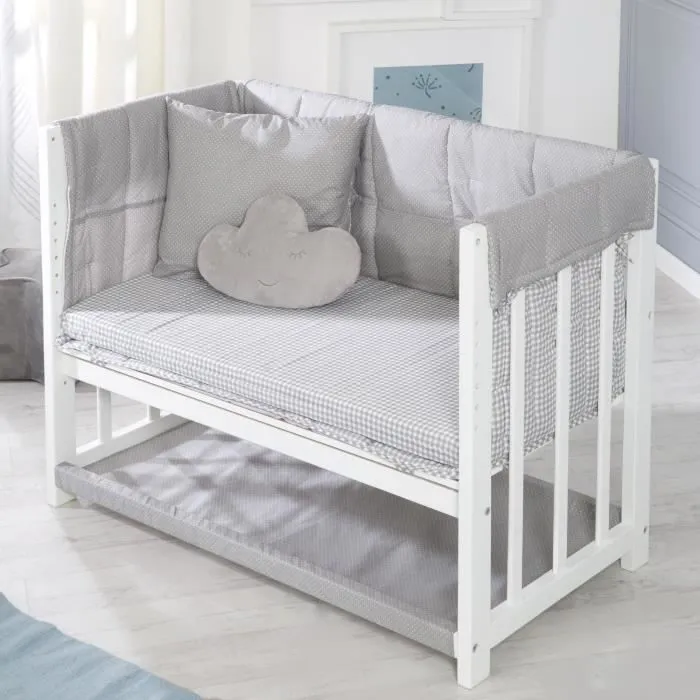 Berceau Cododo Complet ROBA - Adam et Eule - Blanc - Hauteur Réglable - Matelas Inclus-1