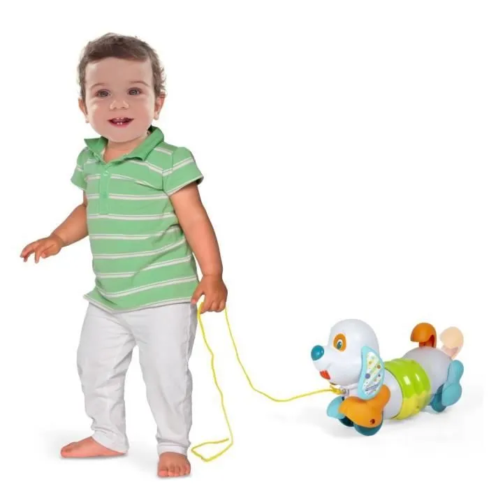 Jouet à tirer Baby Clementoni - Mon chien articulé et sonore pour enfant de 12 mois - Blanc-2