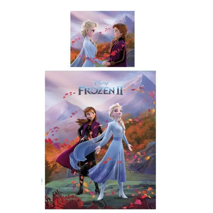 Parure de lit réversible La Reine des Neiges Disney Elsa et Anna 140x200cm Multicolor-0