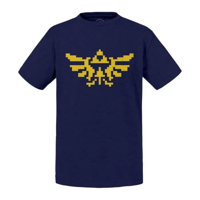 T-shirt Enfant Bleu Hylian Crest Triforce Zelda Jeux Vidéo Retro Gaming Vintage-0
