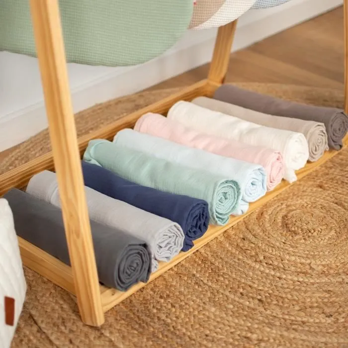 Drap housse couffin en double gaze à carreaux 72 x 32 cm Écru-2