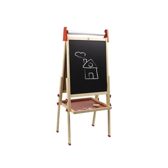 Tableau 3 en 1 enfant - EUREKAKIDS - Brun - Réglable - Double face - Accessoires inclus-0