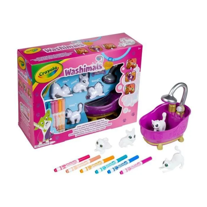 Washimals Coffret de coloriage 3D - CRAYOLA - Feutres lavables inclus - Pour enfants à partir de 3 ans-1