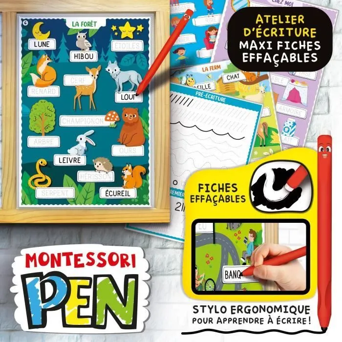Tableau éducatif - LISCIANI - Montessori Pen - Super école - Activités journalières - Roue des émotions - Écriture Montessori-2