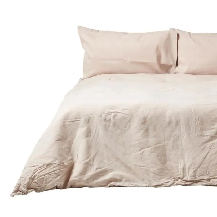 Housse de couette en lin lavé et coton Beige - 240 x 220 cm-0