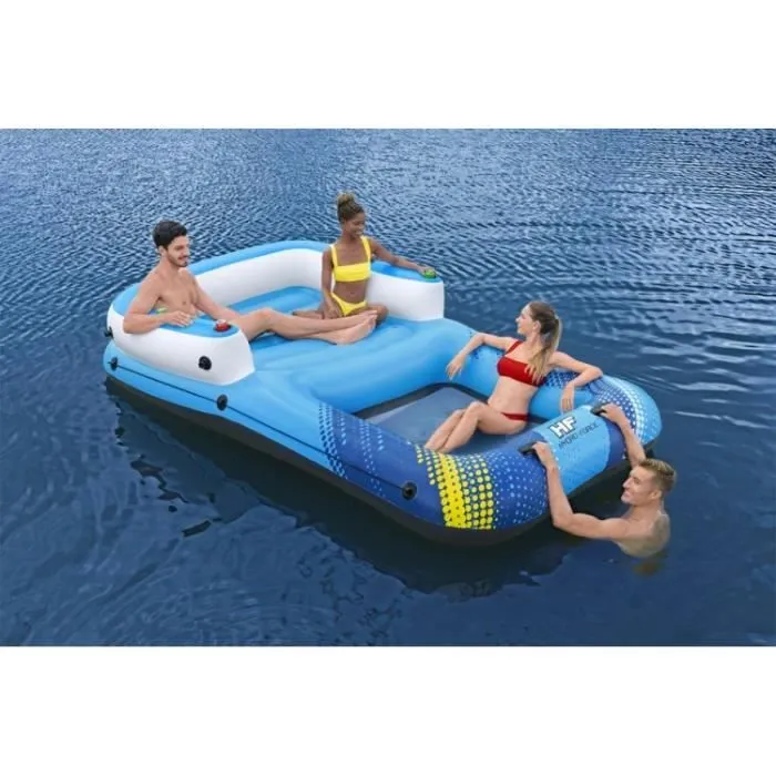BESTWAY Ile géante Summer Oasis™ 3,05 x 1,86 x 58 cm, 4 adultes (360kg), Inflata-Shield™, 4 porte-gobelets, fond maille filet-2