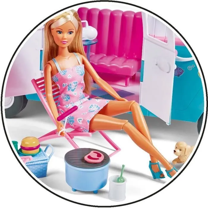 Poupée mannequin 29cm Steffi love et son camping car qui s'ouvre-3