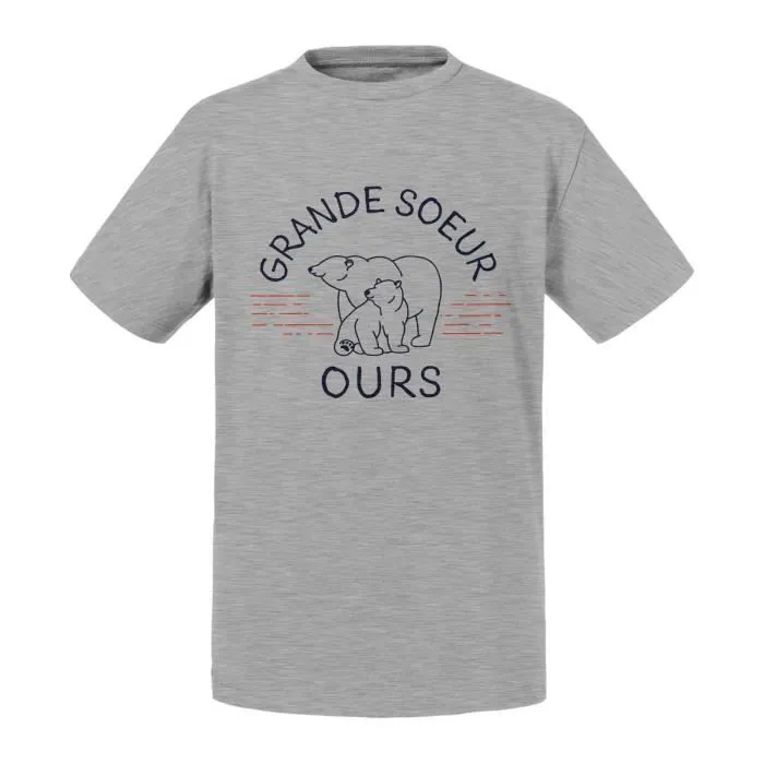 T-shirt Enfant Gris Grande Soeur Ours Famille Animal Polaire-0