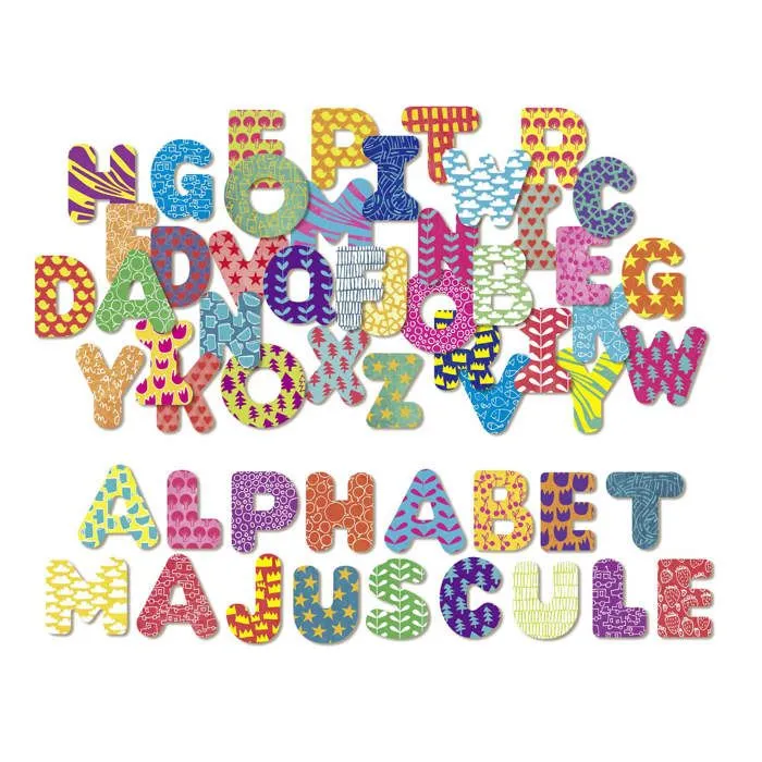 Magnets Alphabet Majuscule : 56 pièces en bois-0