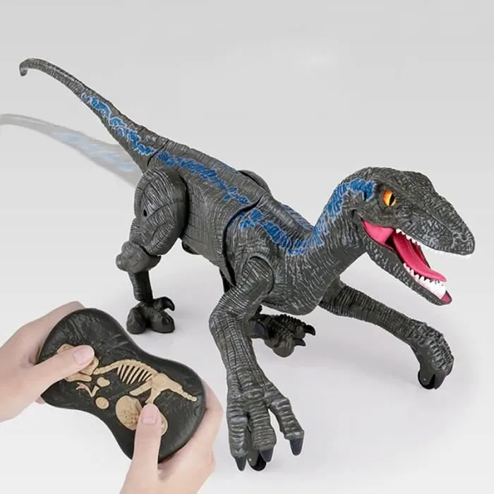 SHOP-STORY - VELOCIRAPTOR GREY : Dinosaure Télécommandé avec Lumières et Sons-2