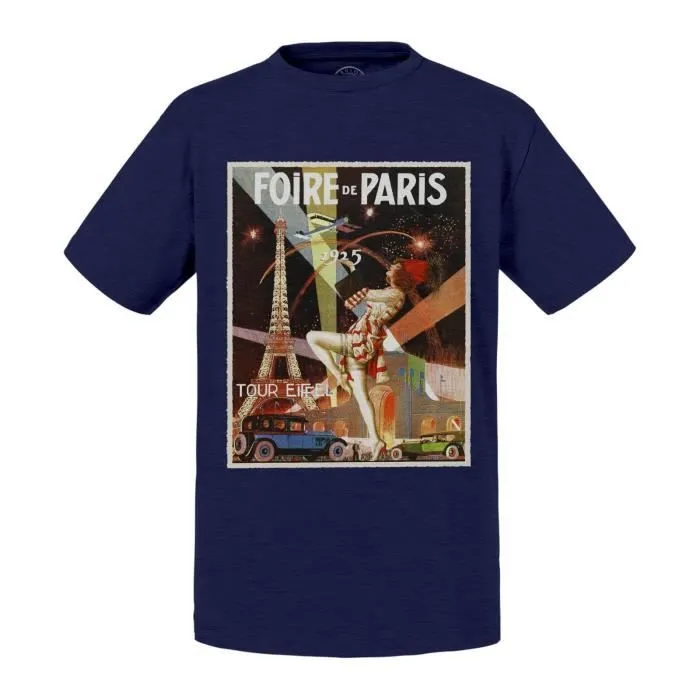 T-shirt Enfant Noir Art Deco Foire de Paris Affiche Ancienne Vintage 1925-0