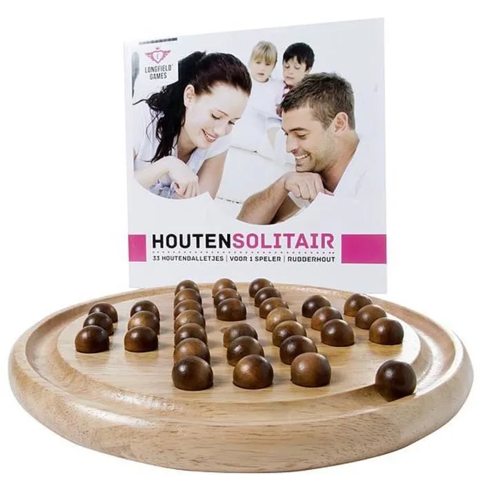 Jeu de Societe - Engelhart - Joli jeu de solitaire anglais - 33 trous en bois 23 cm-1