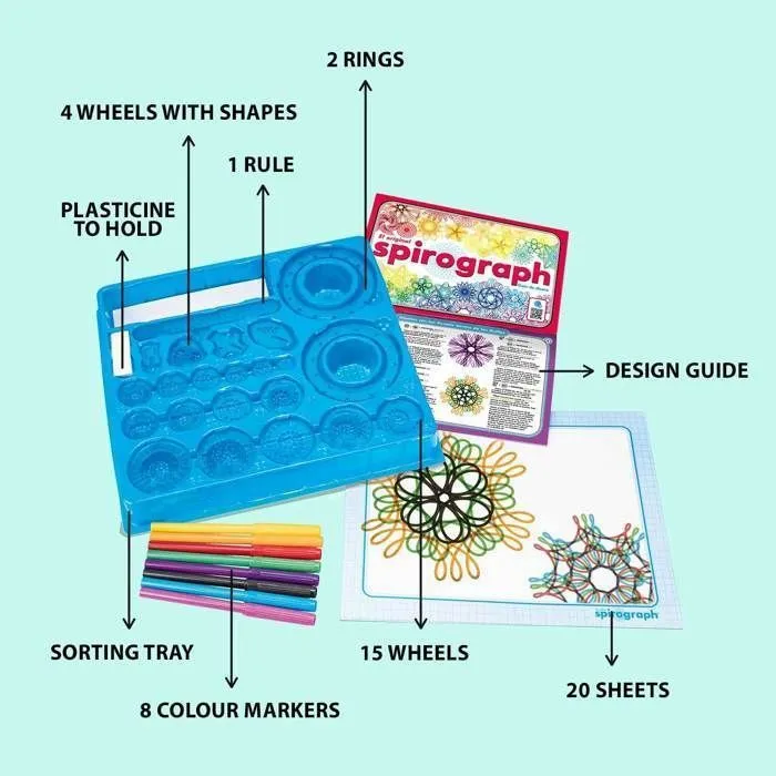 Spirographe - Spirograph Original: Spirographe Enfant 8 Ans | Kit Dessin Enfant | Mandala Enfant | Spirographe Junior | 30 Pièces |-3