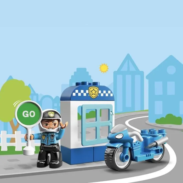 LEGO® 10900 DUPLO Town La Moto de Police Jeu de Construction, avec Figurine de Policier, Jouet Enfant de 2 ans et plus-2