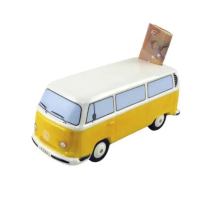 Tirelire - Volkswagen - Combi - Céramique - Orange - Vintage-0