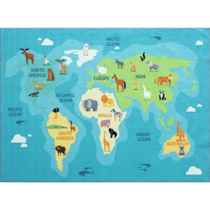 Tapis enfant - Happy Kids - Bleu - 200x290 cm - Rectangle - Intérieur- THE CARPET-1