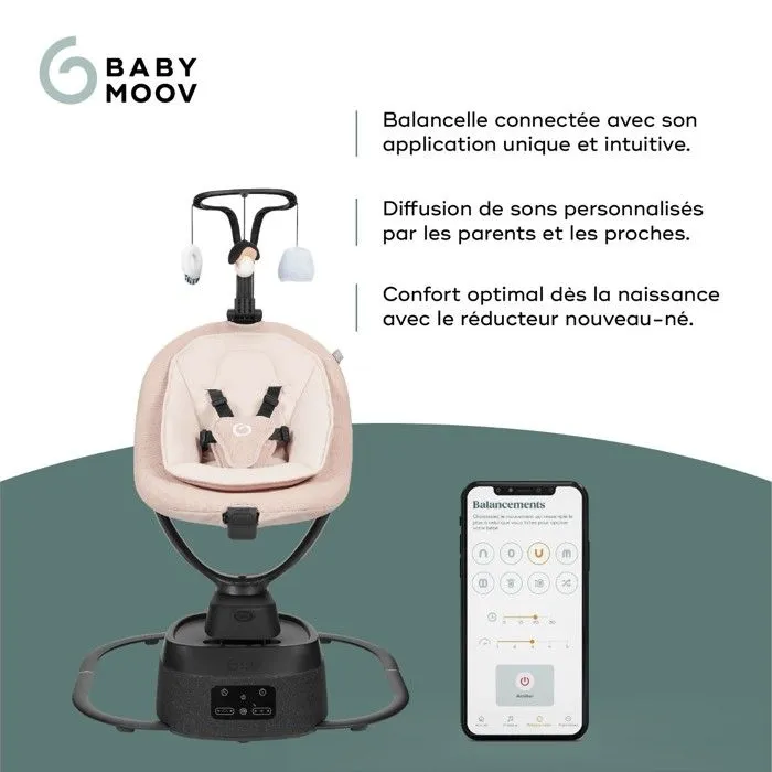 Babymoov Balancelle Bébé Electrique Swoon Evolution Mocca - Connectée Application mobile - Streaming musical, Enregistrement voix-2