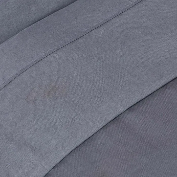 Drap plat en lin lavé Gris – 178 x 255 cm-3