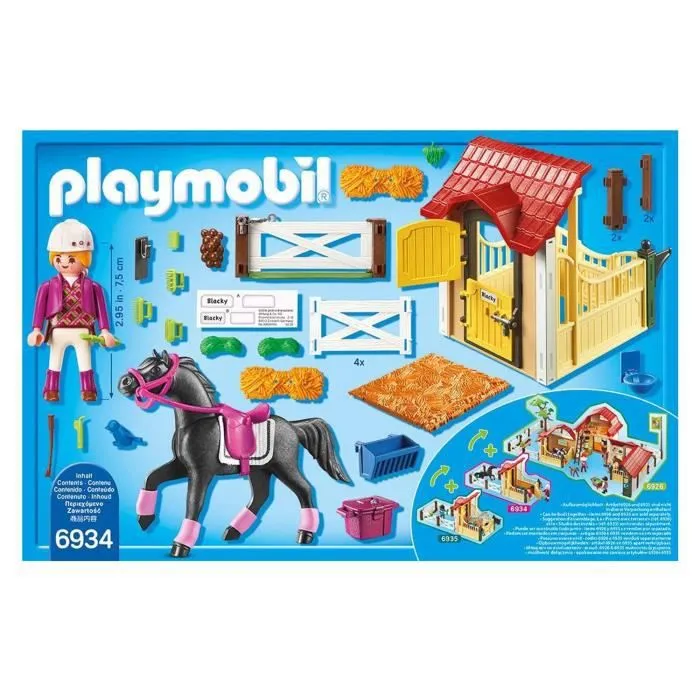 Figurines Personnages - PLAYMOBIL - Box avec Cavalière et Cheval Pur-Sang Arabe - 1 box avec enclos - Plastique-1