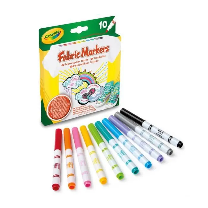 Crayola - 10 Feutres Fins pour Tissus --3
