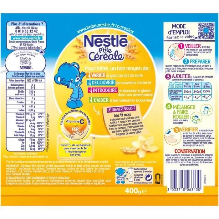 NESTLE FRANCE P'tite Céréale Vanille - Dès 6 mois - 400 g-1