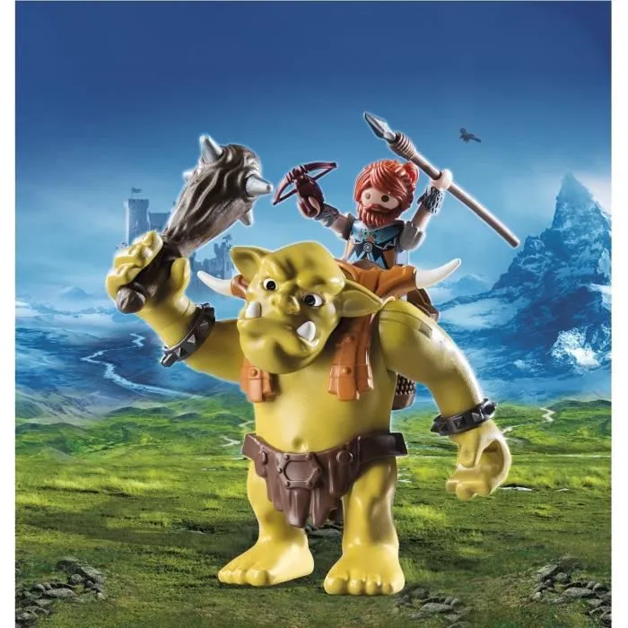 PLAYMOBIL Knights - Troll géant et soldat nain - Nouveauté 2019 - Mixte - A partir de 5 ans-1
