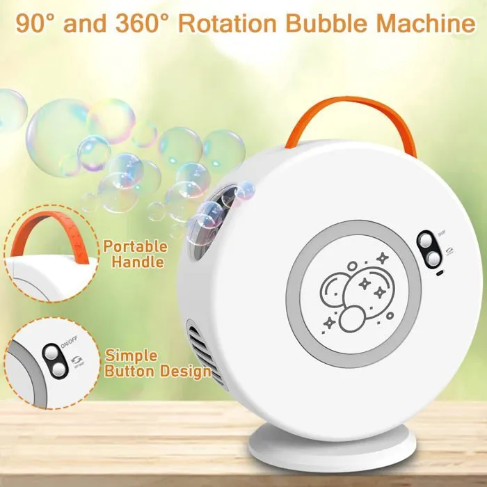 Machine à Bulles Jouet a Bulles Automatique Rechargeable Soufflante Rotatif 90°-360°, 500ml Souffleur à Bulles pour Enfants-4