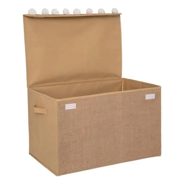 Coffre enfant - jute et pompons - 36x57 cm - Marron - Atmosphera createur d'interieur-1