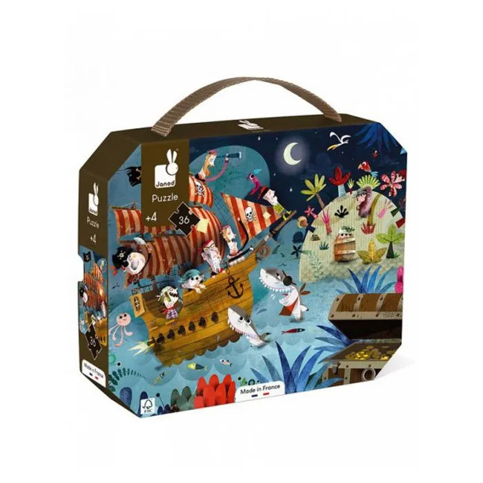 Puzzle enfant - JANOD - Chasse au trésor - 36 pièces - Valisette illustrée-1