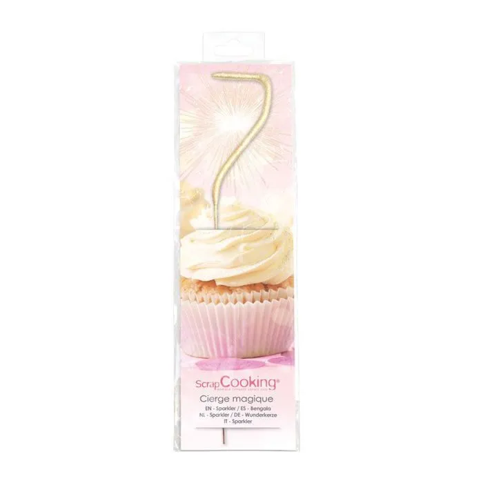Bougie magique 17,5 cm - chiffre 7-0