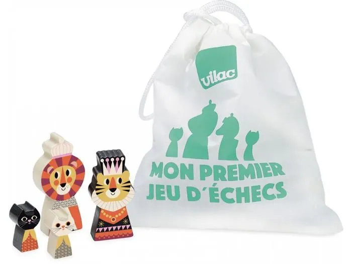 Jeu d'échec en bois designé par Ingela P. Arrhenius - VILAC - Mon premier jeu d'échec - 32 pièces - Multicolore-2
