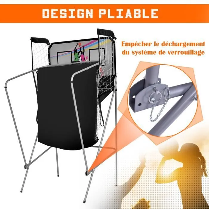 COSTWAY Jeu de Basketball Arcade Double Shootout Double Panier Compteur Electronique avec 4 Ballons,1 Pompe Panier de Basket Pliable-2