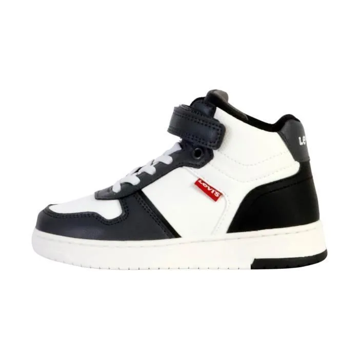 Basket Montante Junior - Levi's - Kick Mid - Blanc/Noir - Scratch - Confort Exceptionnel-0