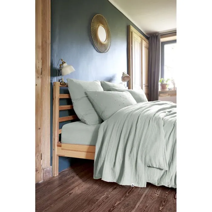 Drap housse "Gaïa" toutes dimensions "Gaze de Coton" - Gaïa Eucalyptus - 140 x 190 cm bonnet de 30 cm-3