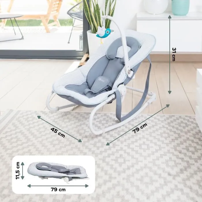 Babymoov Transat pour bébé Graphik Bleu et gris-5