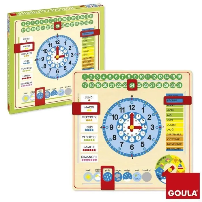 Horloge calendrier - GOULA - Apprentissage des mois, saisons, jours et heures-0