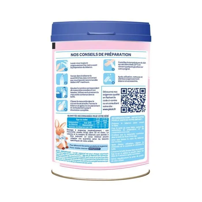 Pïcot 2ème âge 850g - Lait en Poudre pour Bébé de 6 à 12 mois - Sans Huile de Palme - Fabriqué en France-2