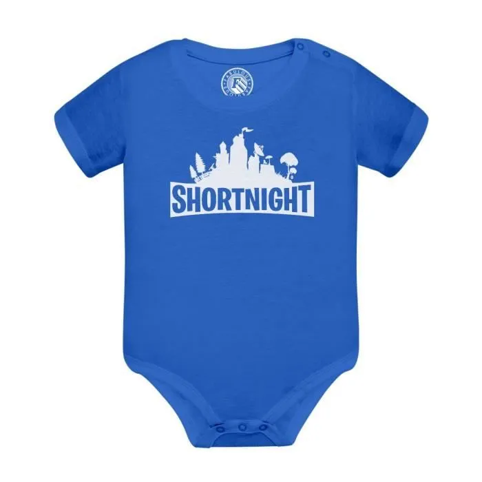 Body Bébé Manche Courte Bleu Shortnight Jeux Vidéo Humour Parodie Gamer-0