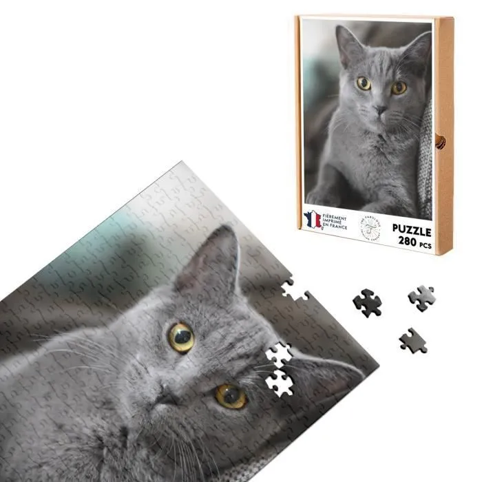 Puzzle Classique - FABULOUS - Chat Gris Russian Blue - 280 Pièces - Adulte - Intérieur-0