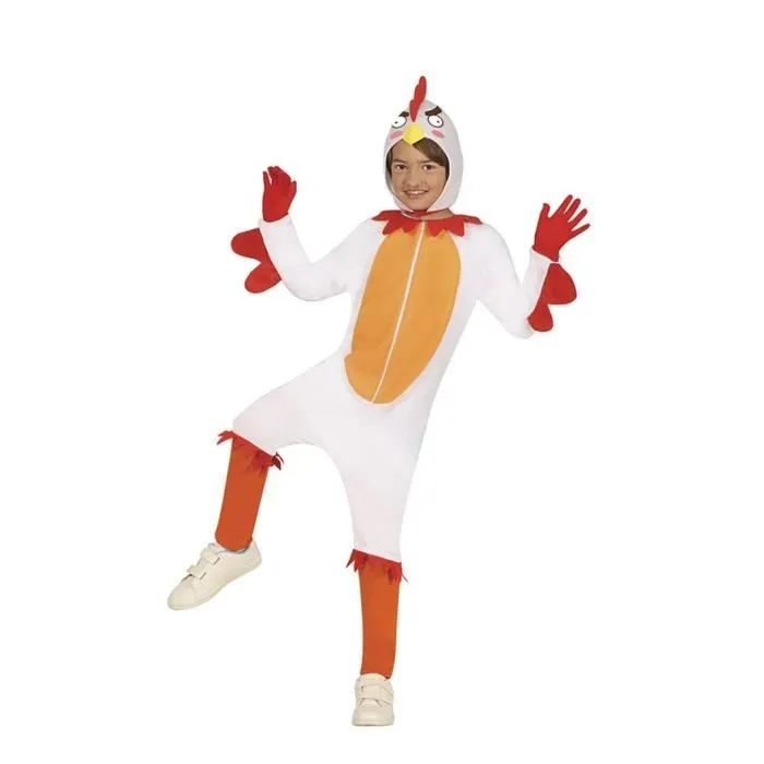Guirca Déguisement poulet blanc avec capuche enfant (5-6 ans)-0