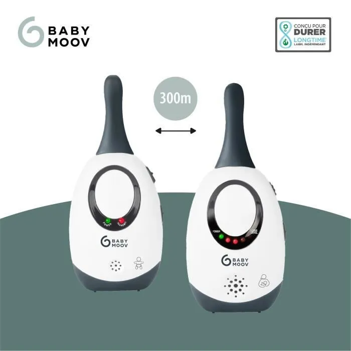 Babymoov Babyphone audio simply care avec fonction VOX, double alarme et 2 adaptateurs, portée 300m-2