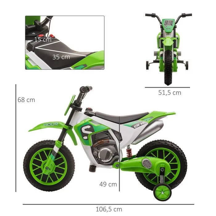 HOMCOM - Moto électrique pour enfants - PP - 106.5x51.5x68cm - Vert-3