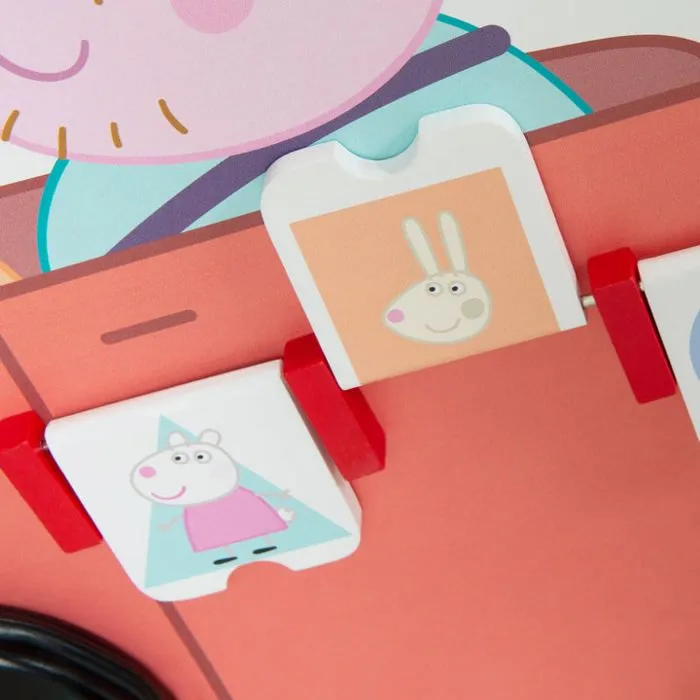 Trotteur Bébé Peppa Pig - Bus et Chariot Enfant - Horloge Boulier et Éléments à Tourner - Bois Rose - Blanc-5