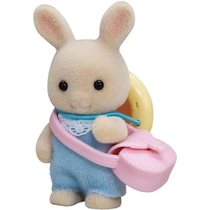 SYLVANIAN FAMILIES - Bébé lapin crème avec chapeau et sac - Mini-univers-0
