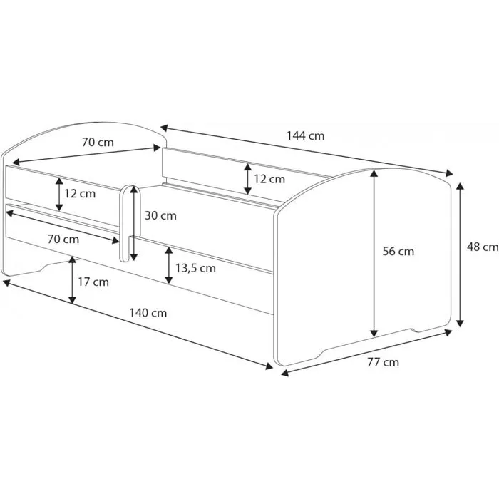 Lit enfant Sam 140x70 cm - Chat - Marque KOBI - Avec matelas-1